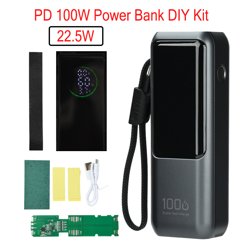Diy Home Electronics Projects - PD 100W急速充電パワーバンクキット 4セル21700バッテリーケース ポータブル 内蔵バッテリーストレージハウジング付き 電子機器用