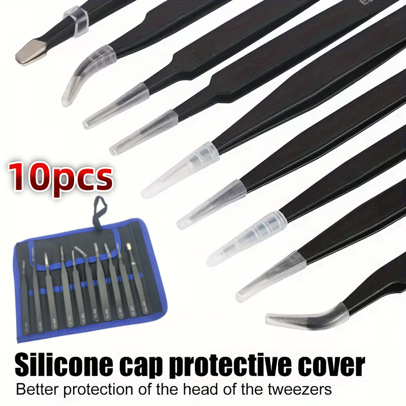 Diy Home Electronics Projects - 10個入りESD帯電防止ピンセットセット ステンレス製精密ピンセットキット 電子機器修理 ジュエリー ネイルアート DIYクラフト作業用