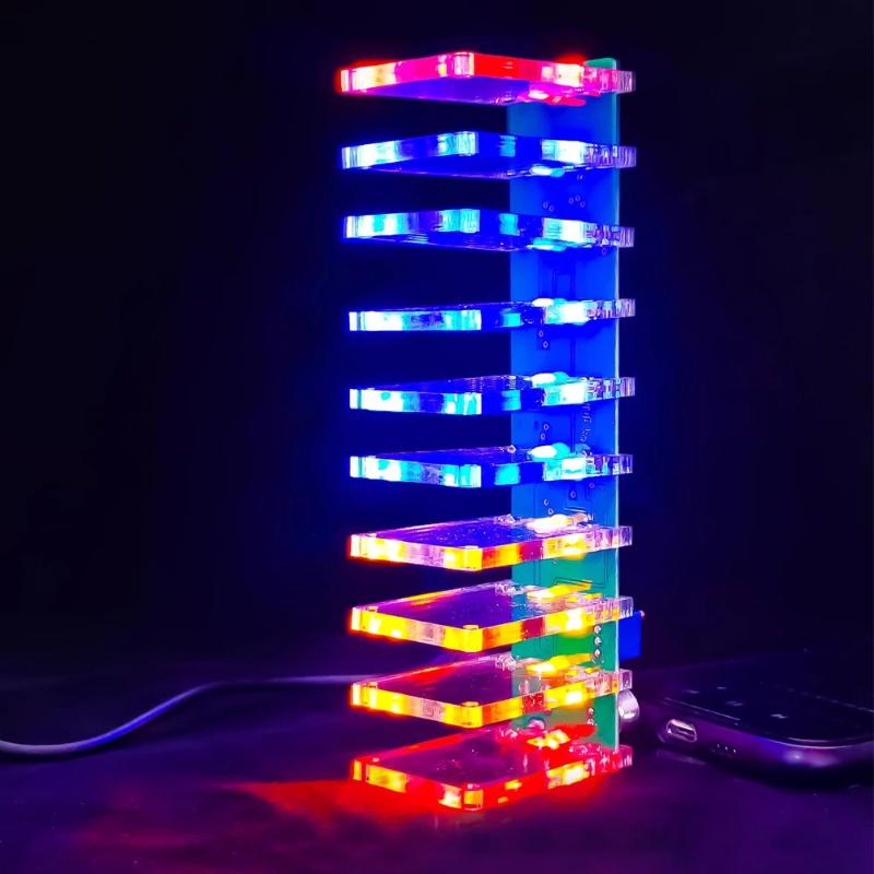 Diy Electronics Course - 音に反応するLEDミュージックスペクトラムクリスタルカラムはんだ付け練習キットDIY電子セット STEM学校コース教育用