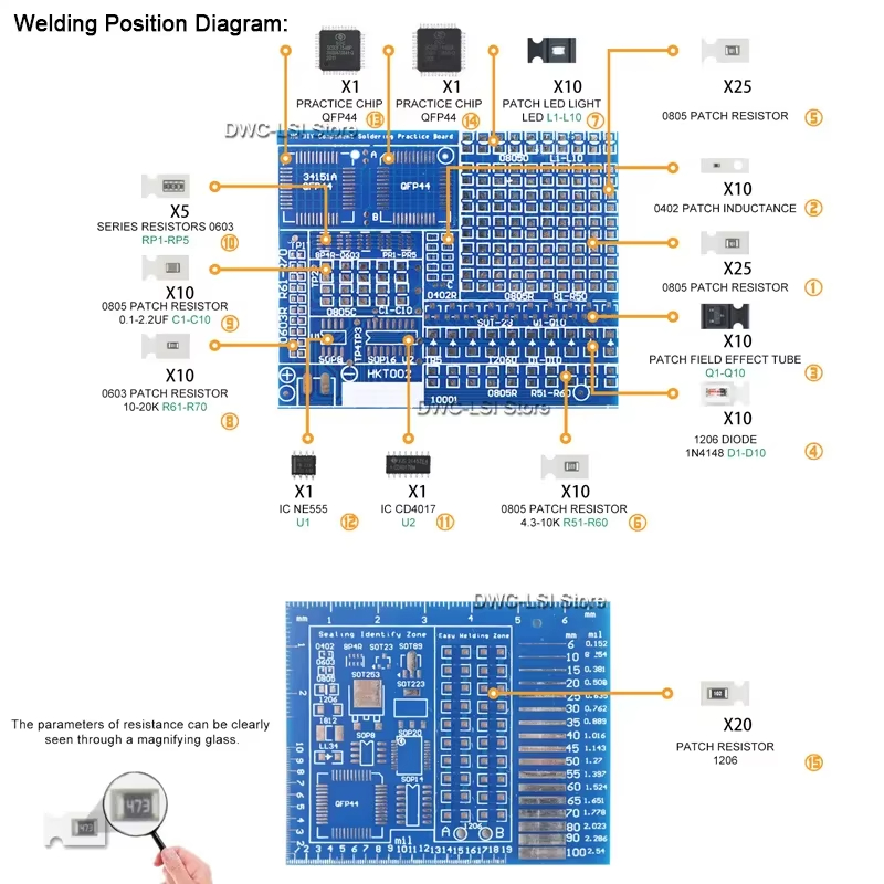 02 パッチコンポーネント電子溶接練習ボードキット SMD/ - Diy Electronics Kits For Kids のレビューと価格